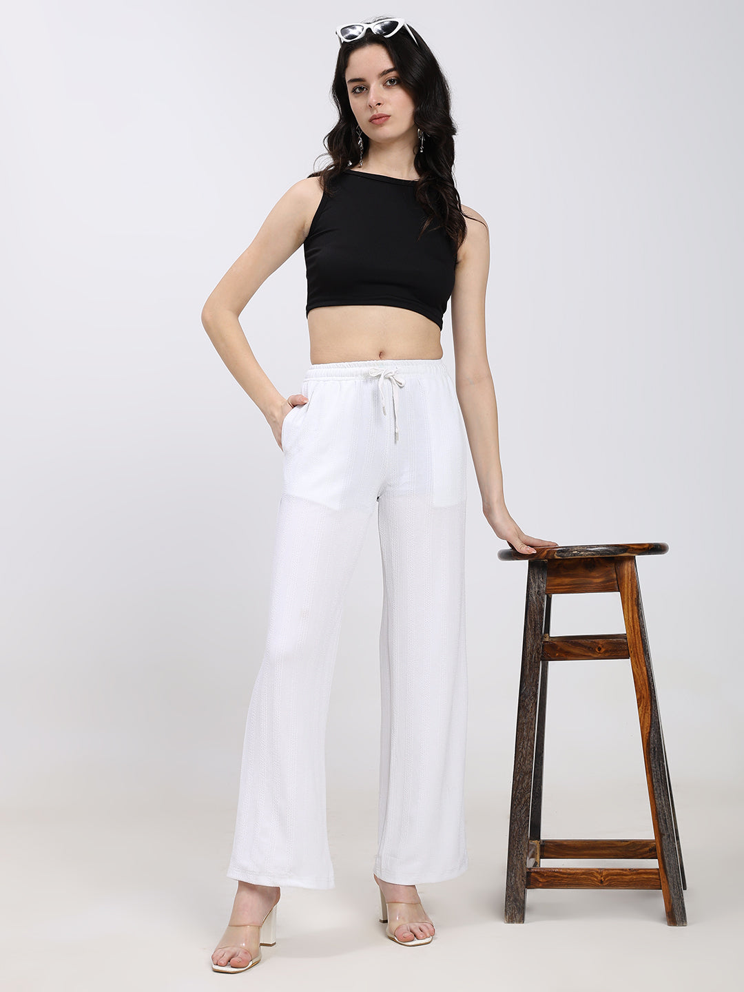 White Straight Fit Fashion Pant