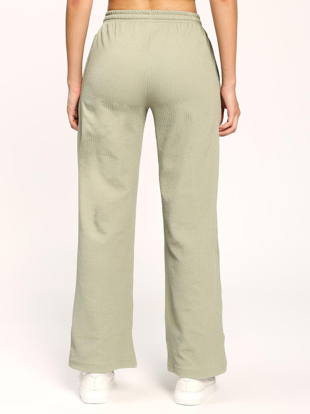 Pista Green Textured Straight Fit Fashion Pant
