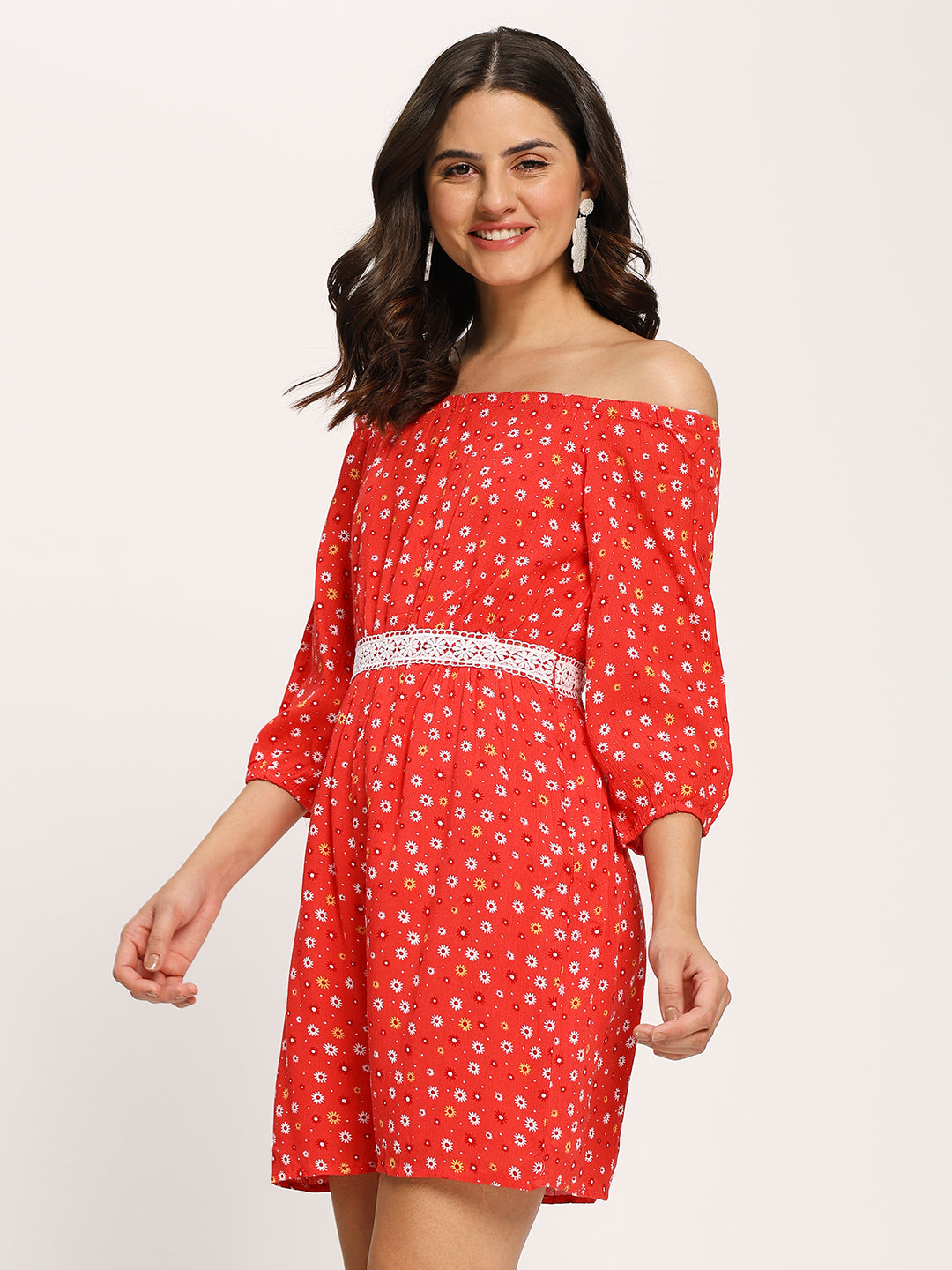 Red Fashion Floral Print Romper