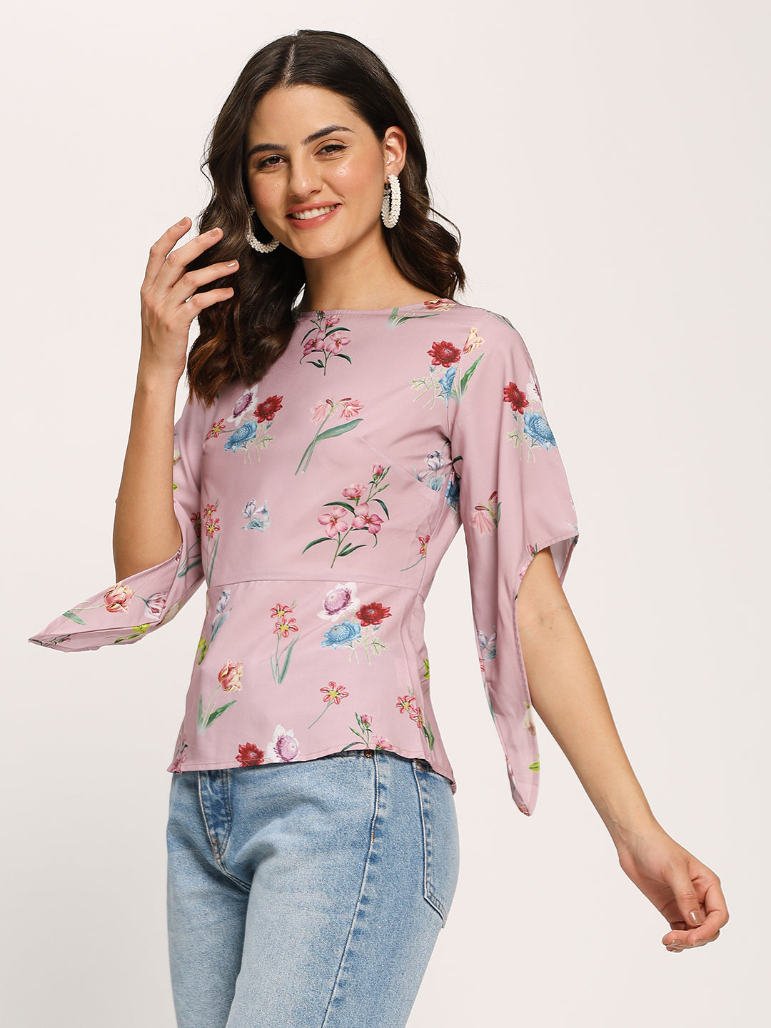 Pink Fashion Sleeves Casual Top