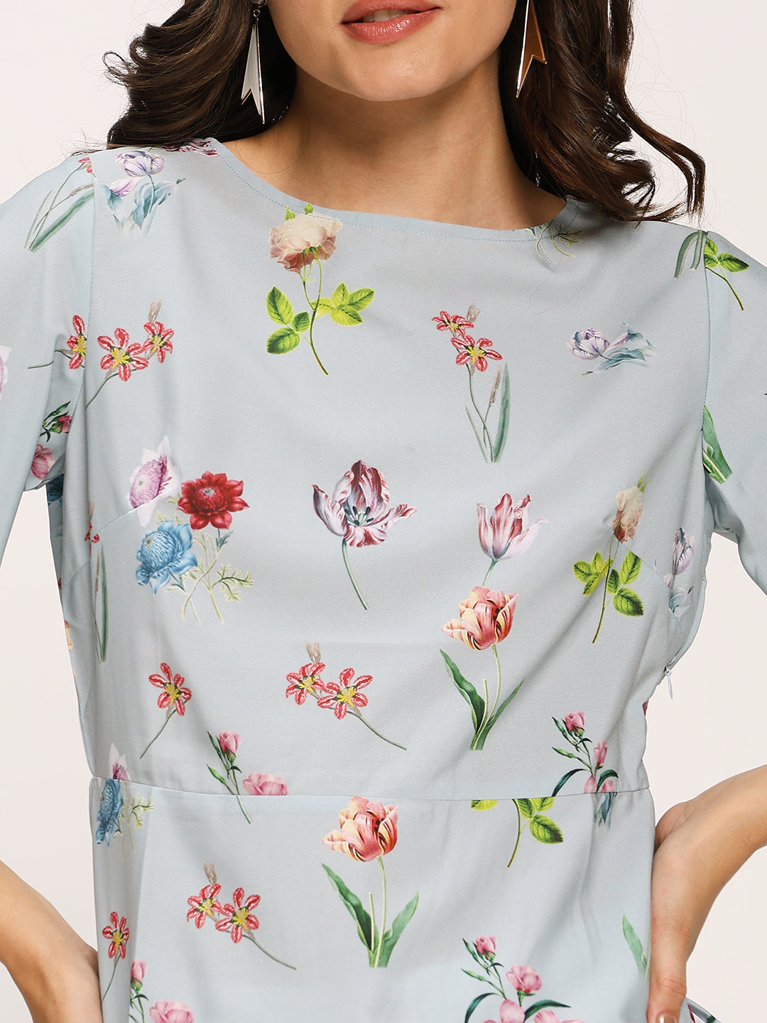 Blue Fashion Sleeves Casual Top