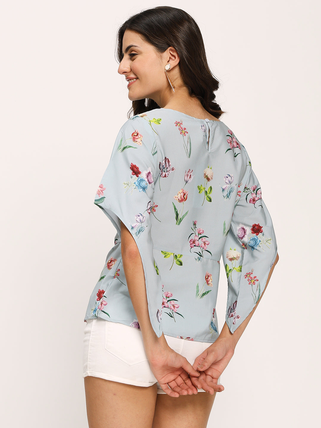Blue Fashion Sleeves Casual Top