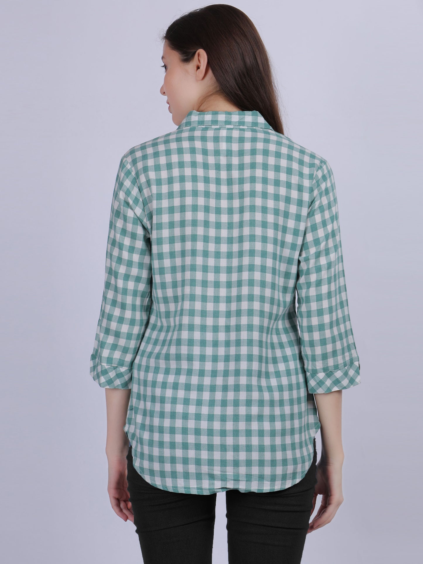 Green Checkered Print Formal Shirt