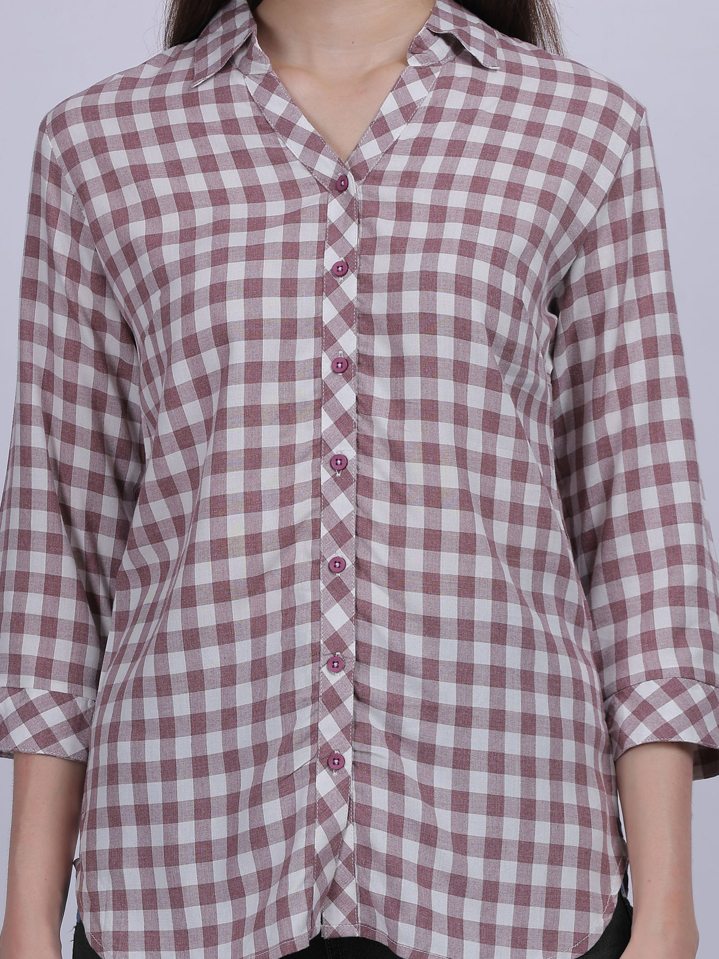 Brown Checkered Print Formal Shirt