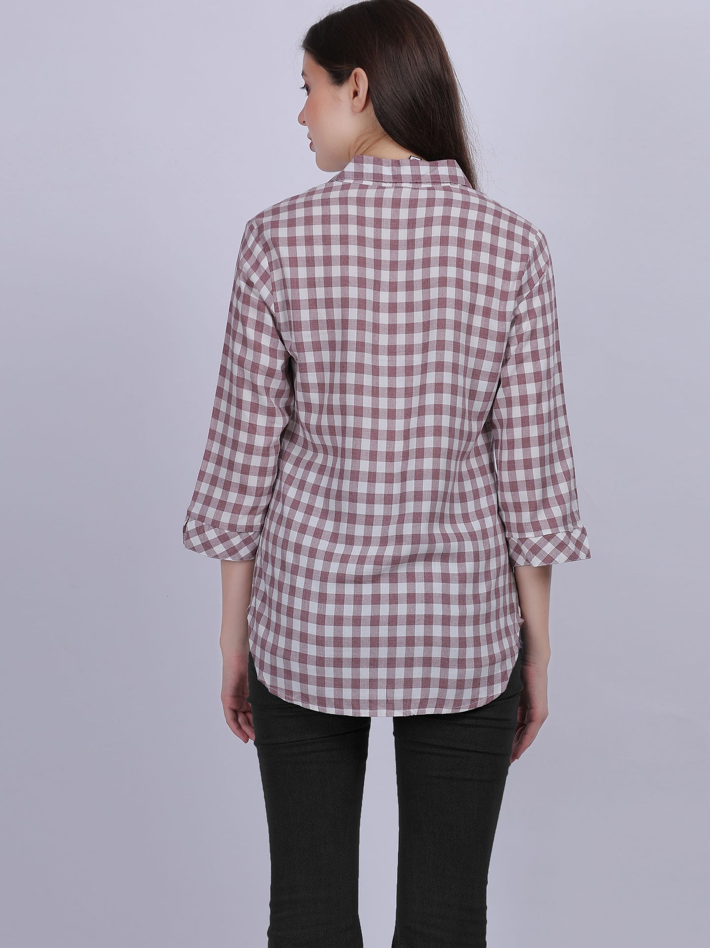 Brown Checkered Print Formal Shirt