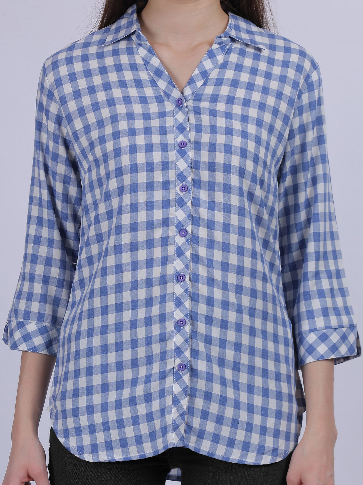 Blue Checkered Print Formal Shirt