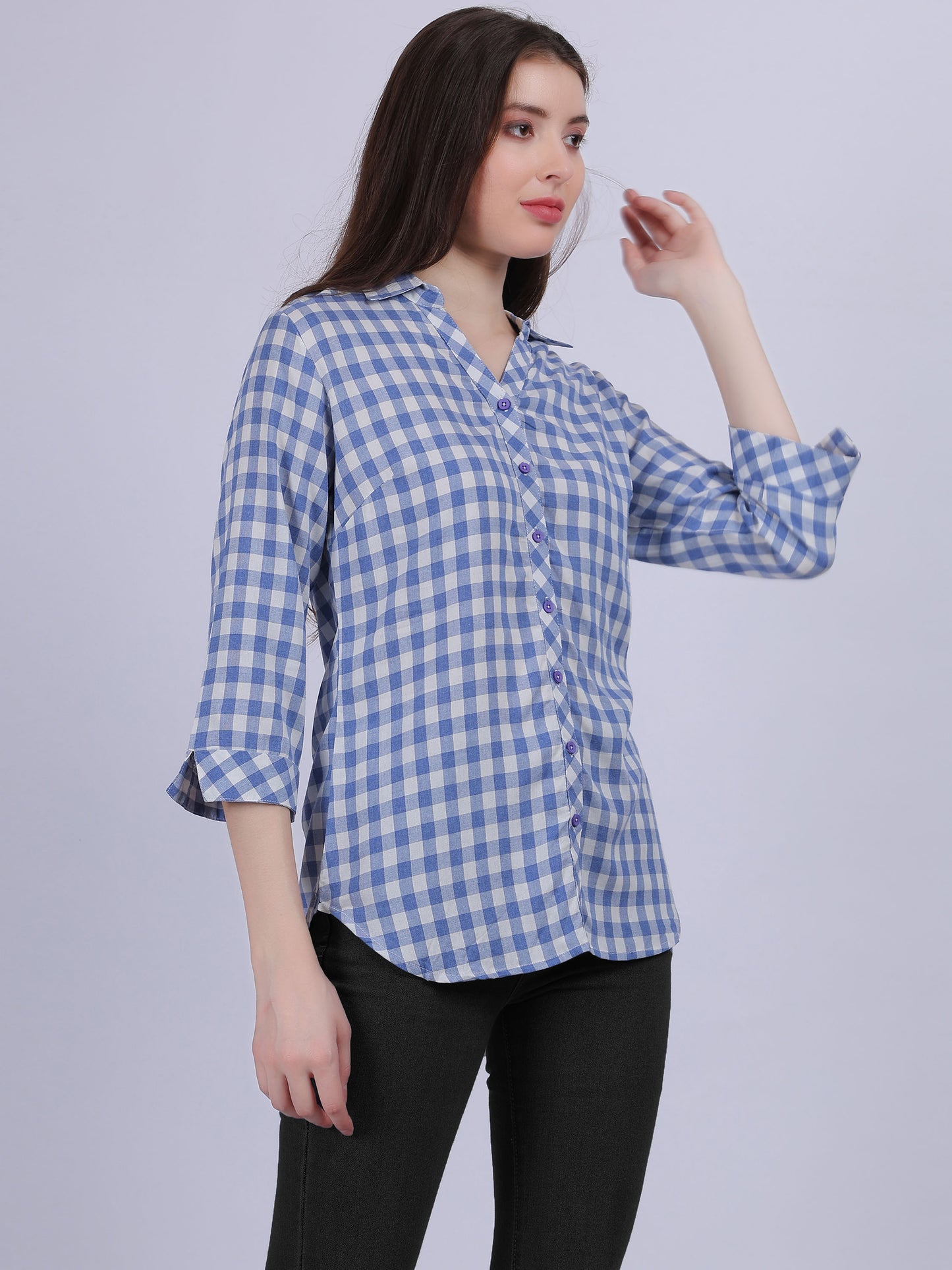 Blue Checkered Print Formal Shirt