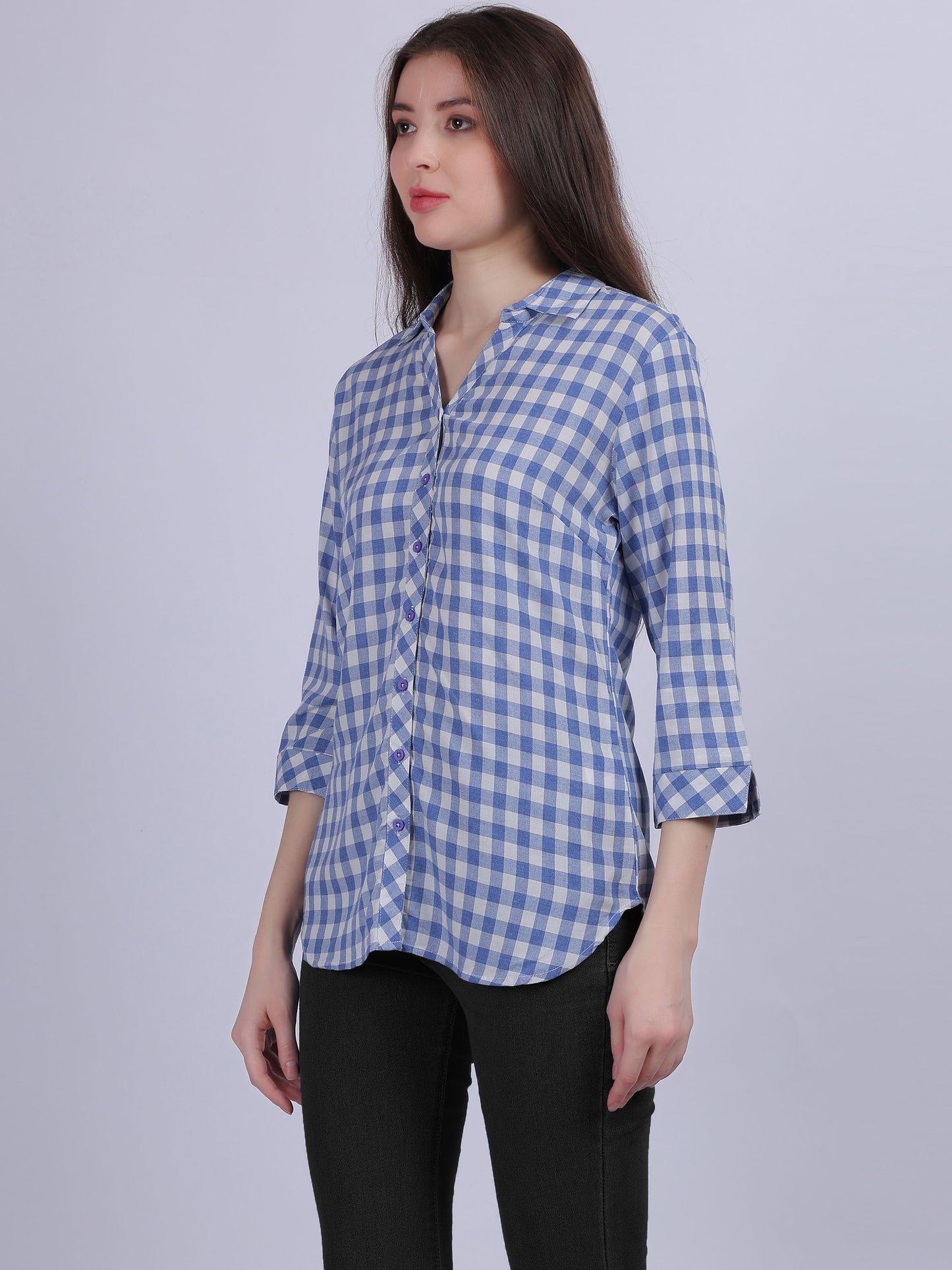Blue Checkered Print Formal Shirt