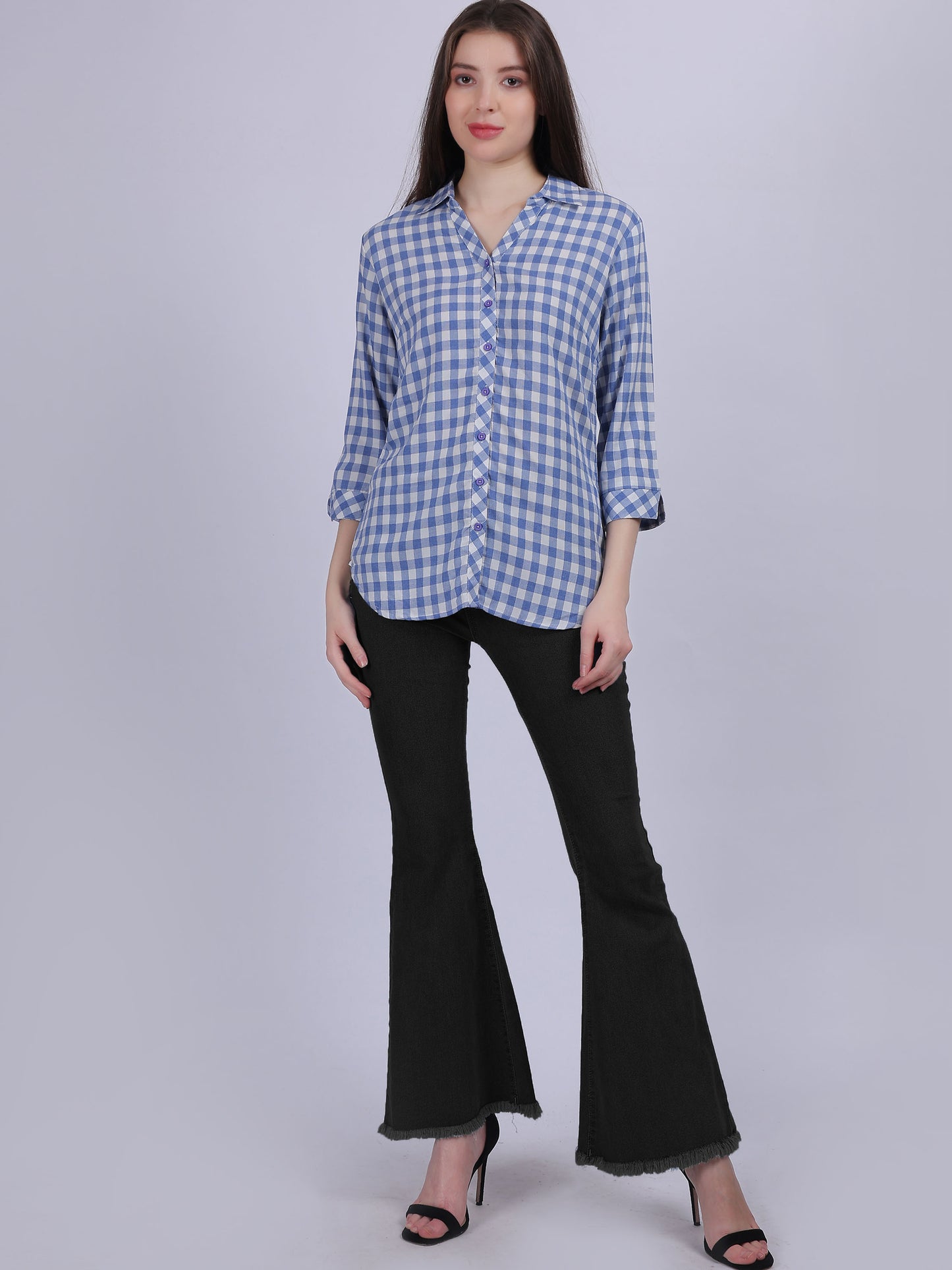 Blue Checkered Print Formal Shirt