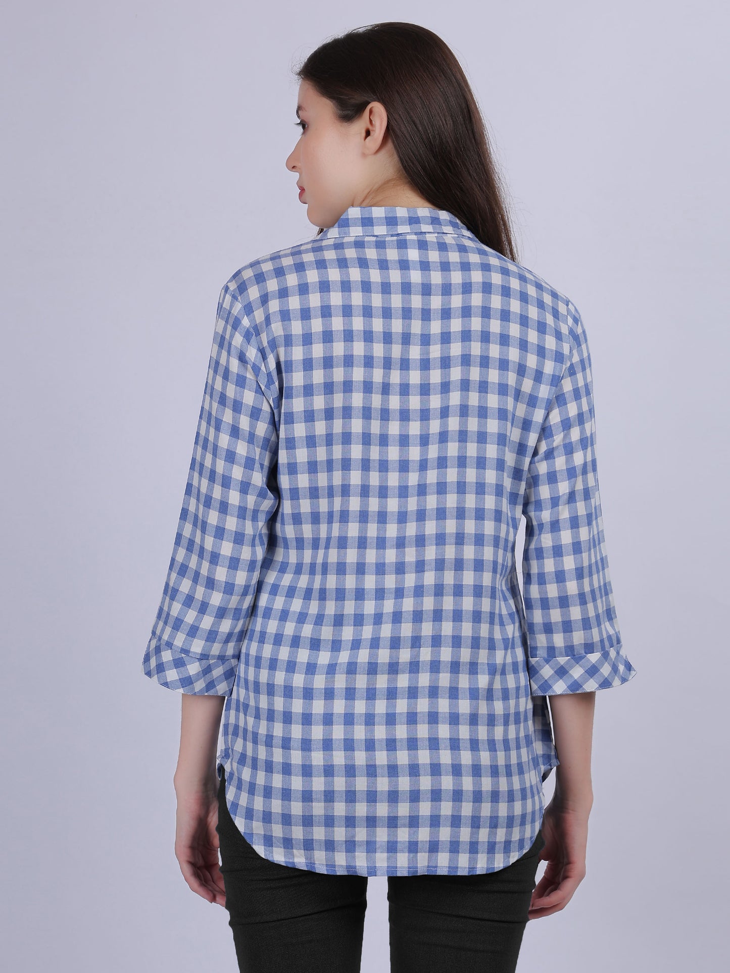 Blue Checkered Print Formal Shirt