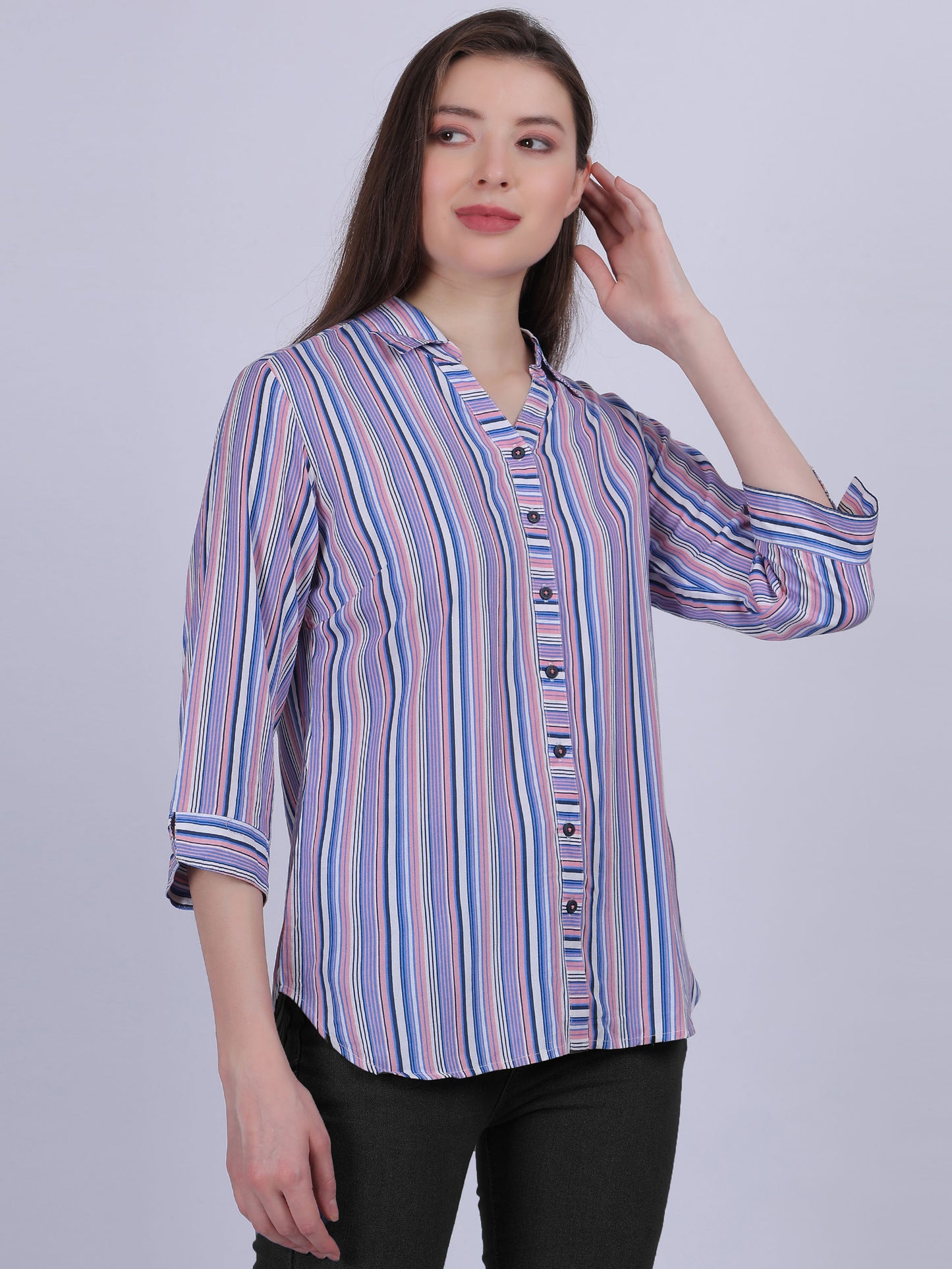 Multi Stripe Print Formal Shirt