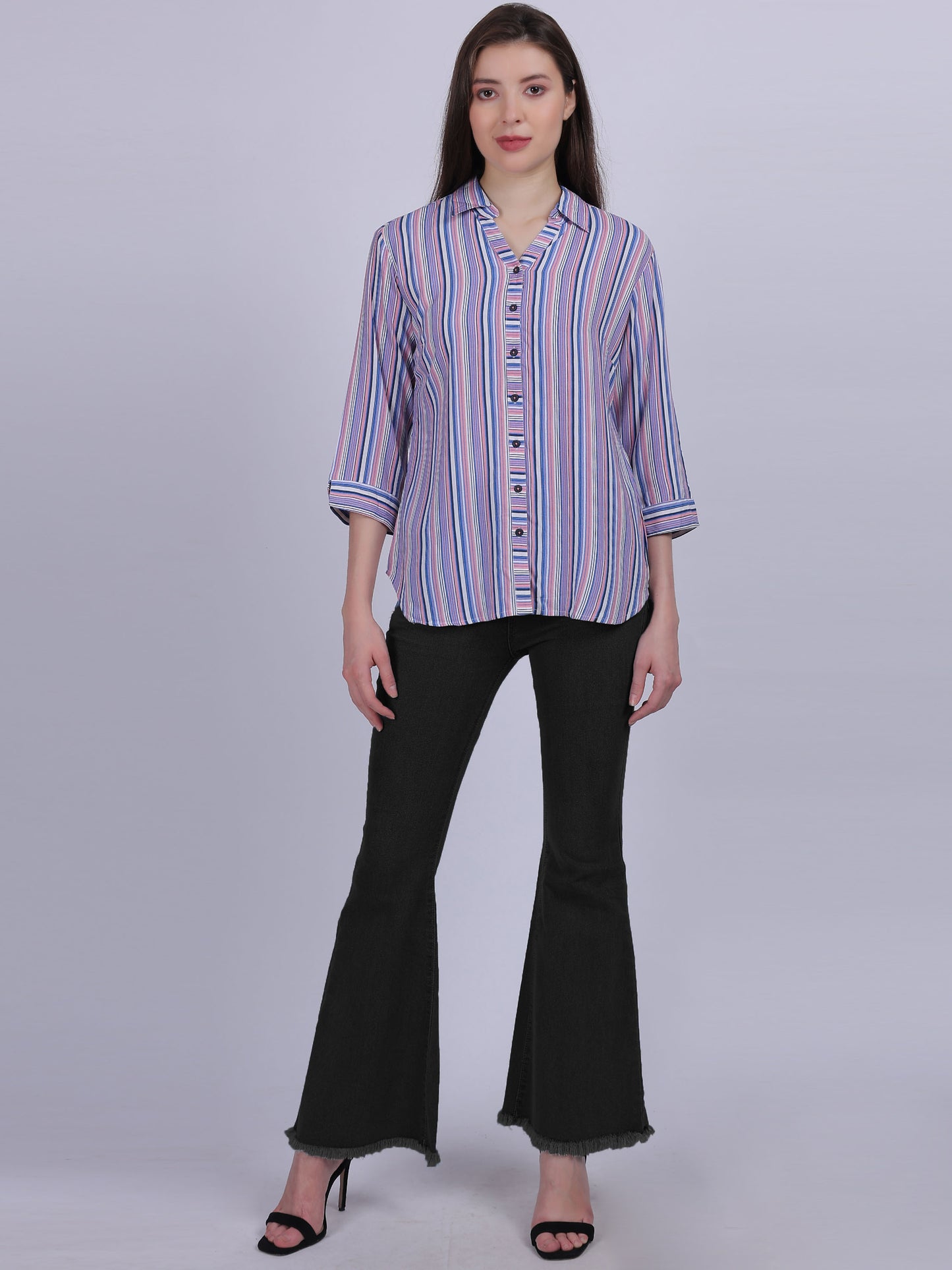 Multi Stripe Print Formal Shirt