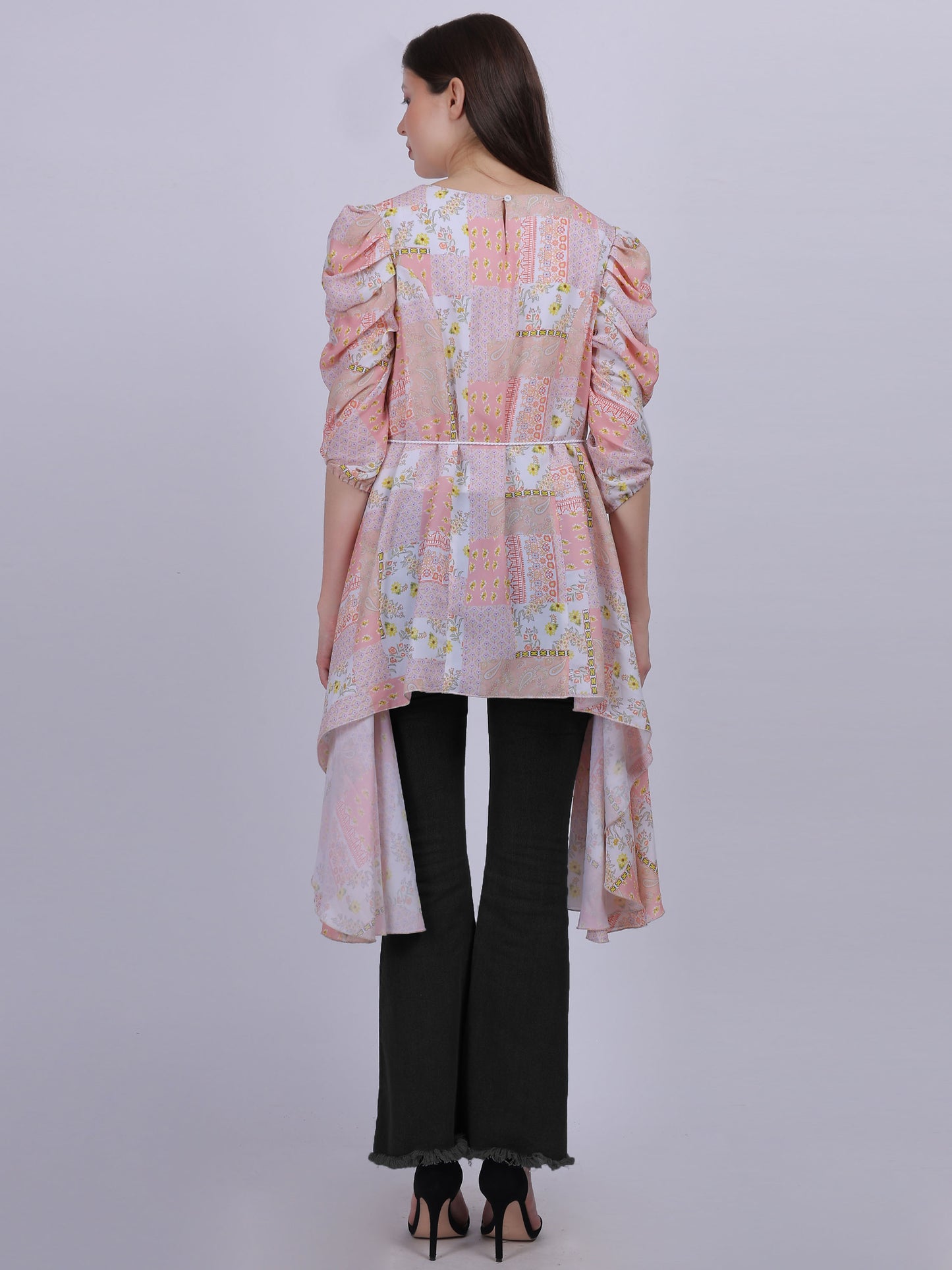 Orange Asymmetric Long Fashion Tunic Top