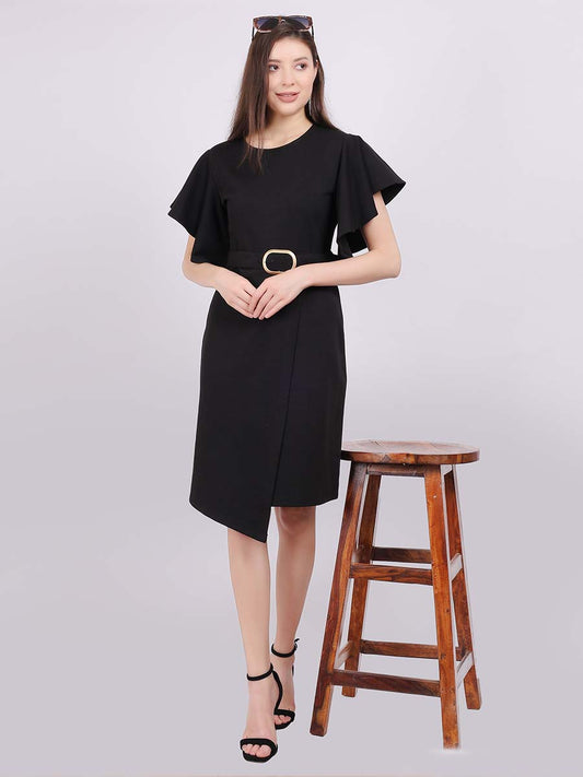 Fashion Solid Knee Length Bodycon Dress