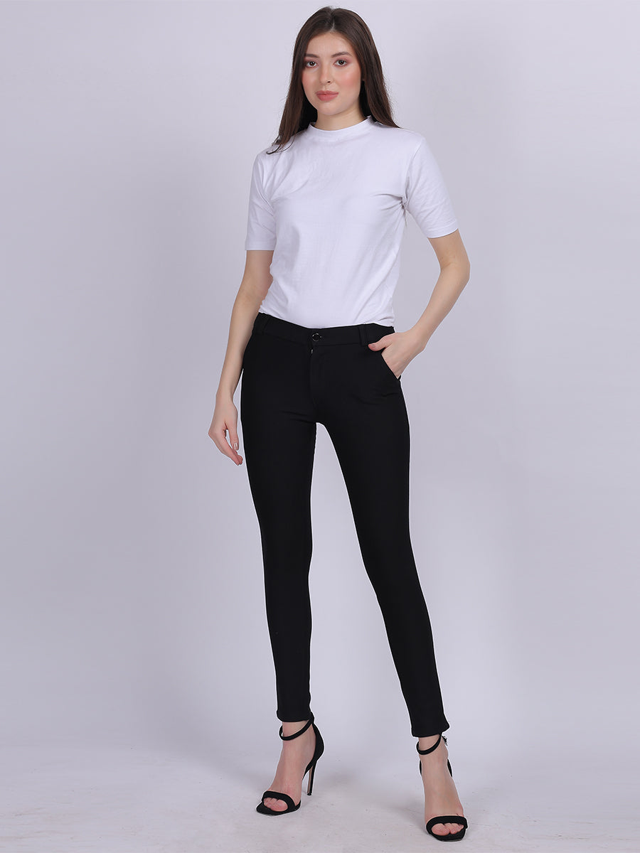 Black Narrow Fit Formal Stretchable Pants