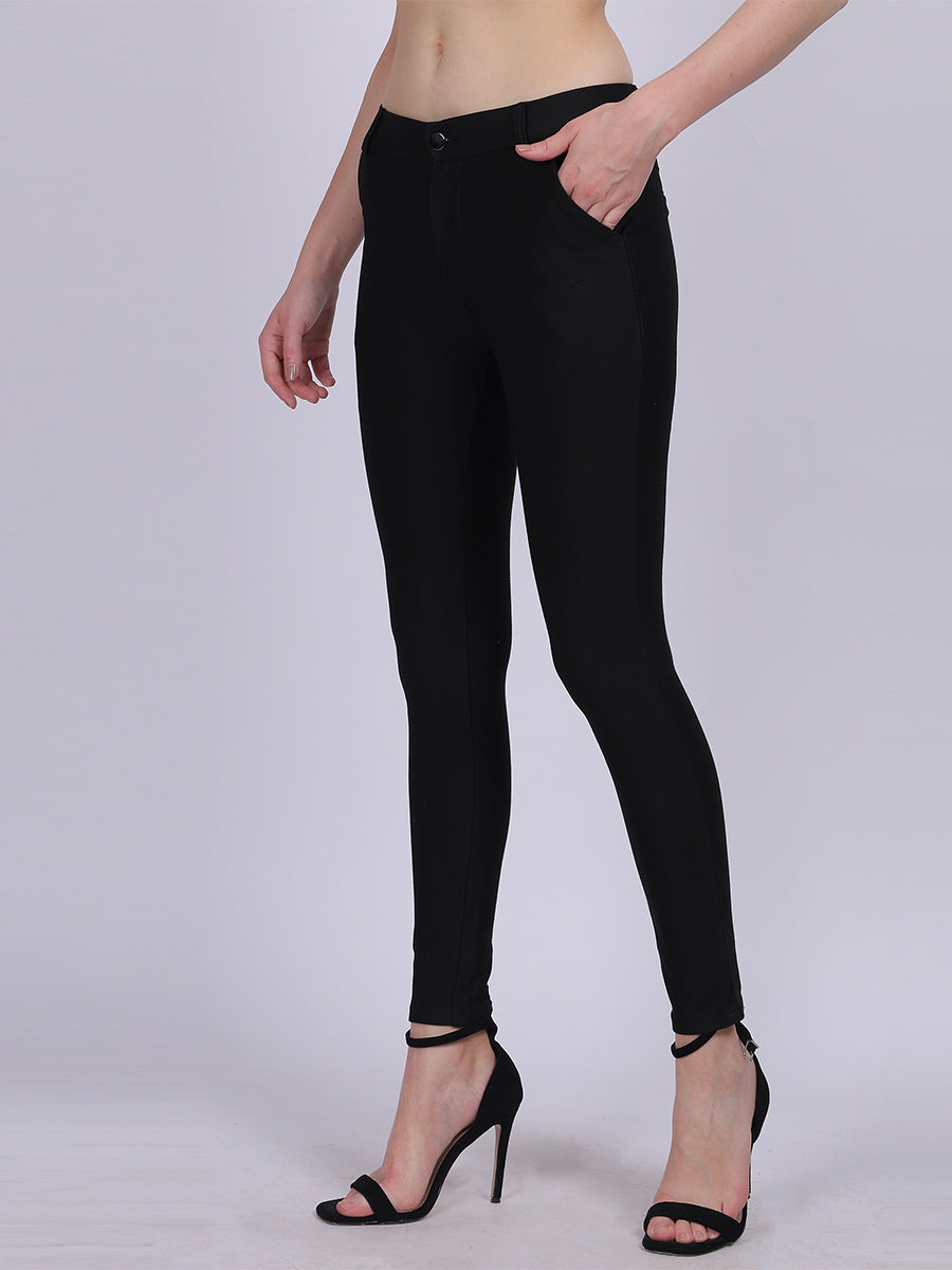 Black Narrow Fit Formal Stretchable Pants