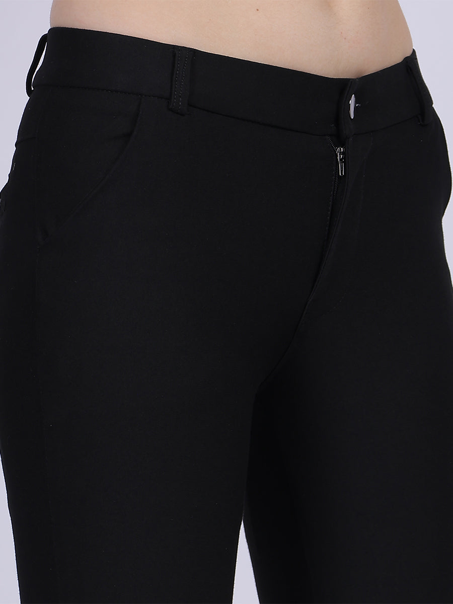 Black Narrow Fit Formal Stretchable Pants