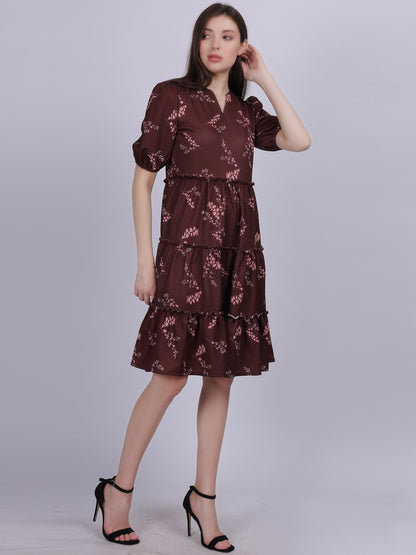 Floral Printed Layered Fashion Dress