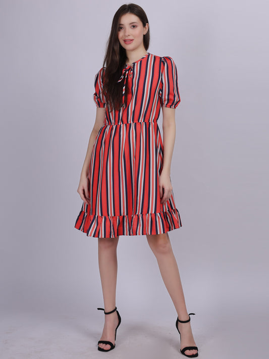 Stripe Print A-line Casual Dress