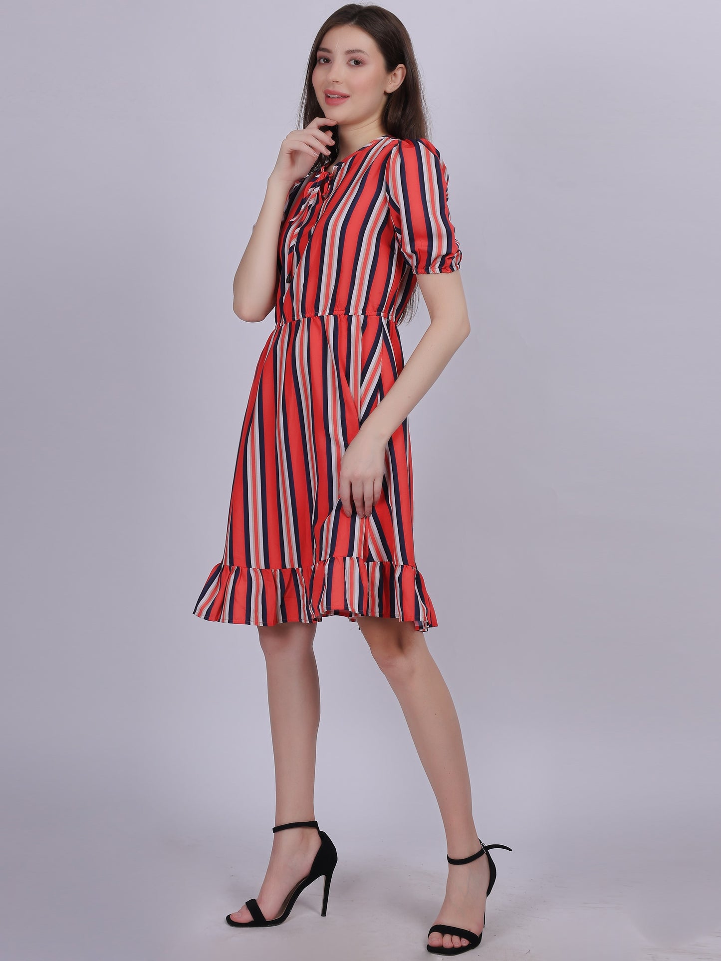 Stripe Print A-line Casual Dress