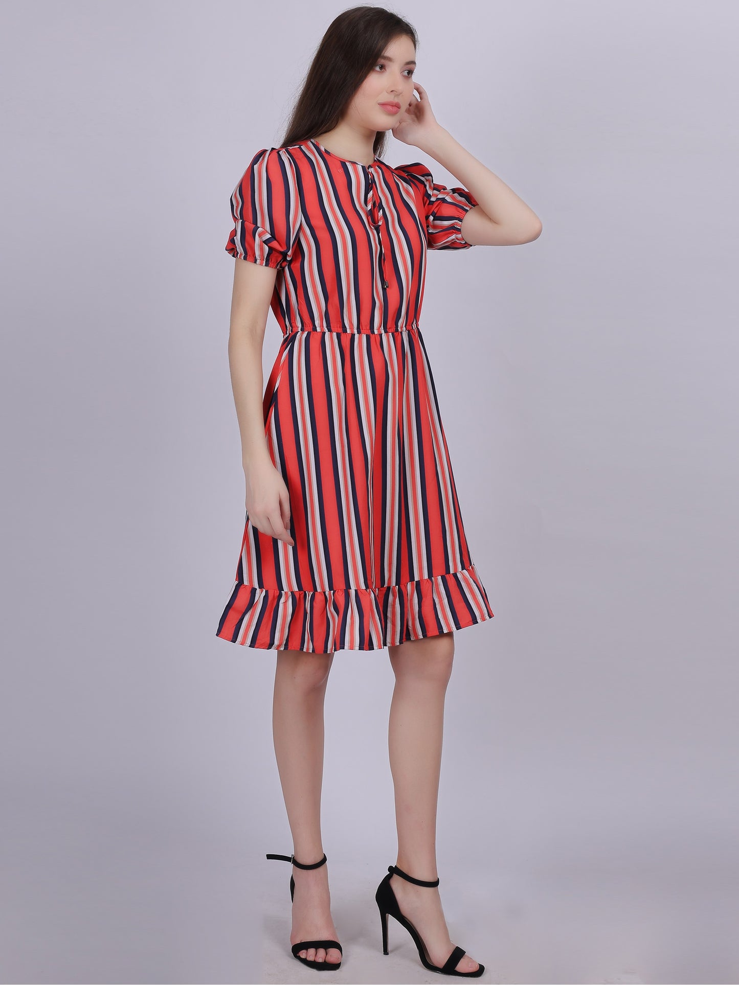 Stripe Print A-line Casual Dress