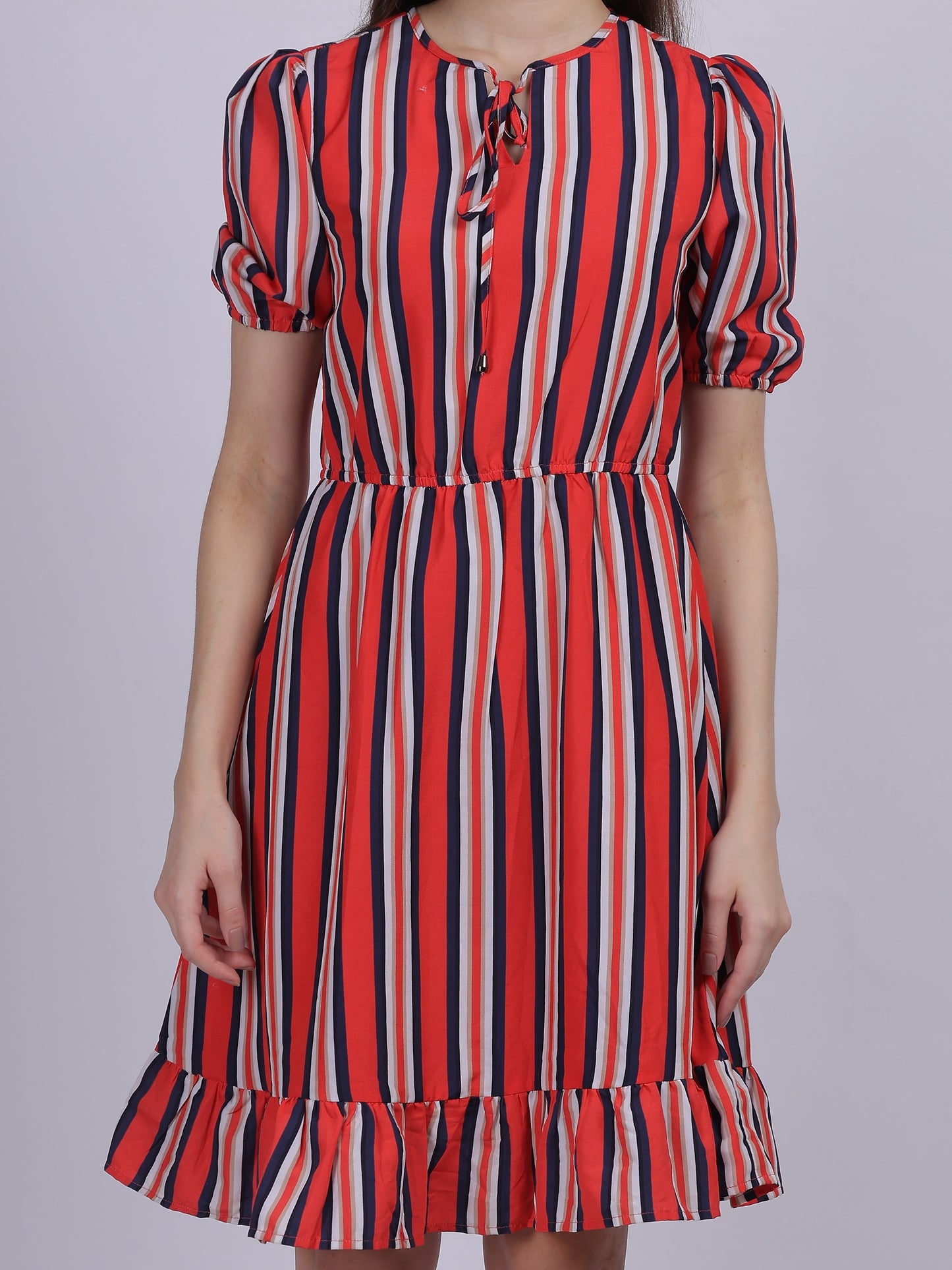 Stripe Print A-line Casual Dress