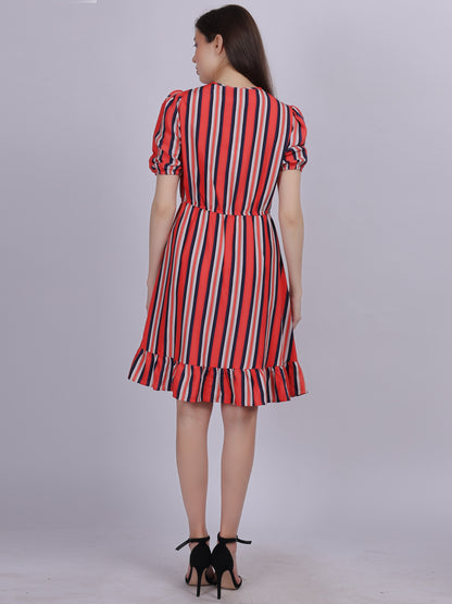 Stripe Print A-line Casual Dress