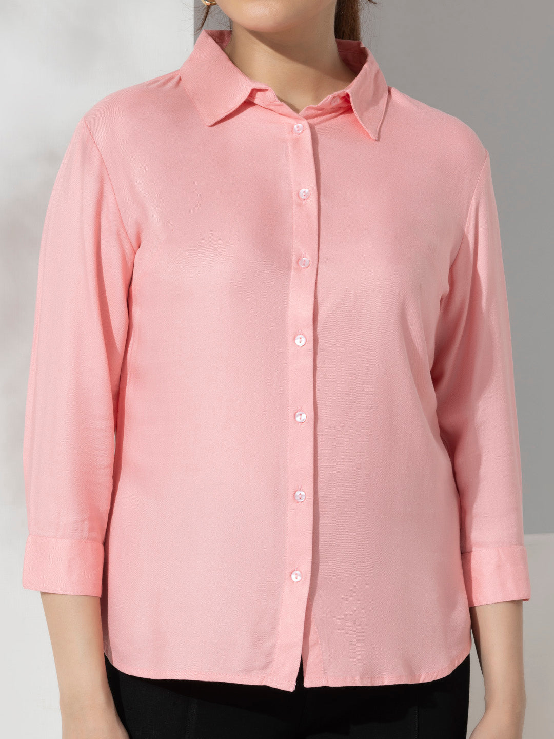 Pink Solid Formal Slim Fit Shirt