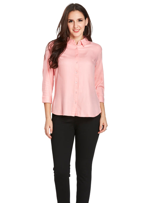 Solid Pink Formal Shirt