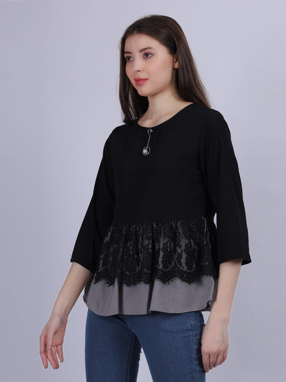 Grey Mix & Match Fashion Top With Lace