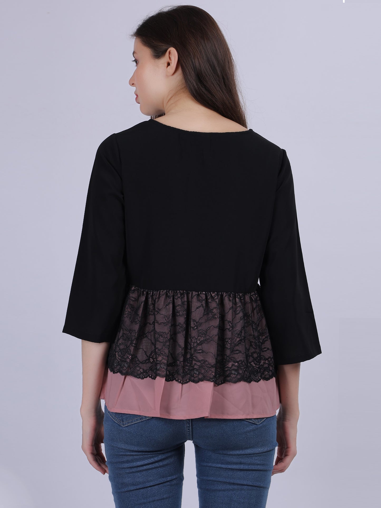 Black Mix & Match Fashion Top With Lace