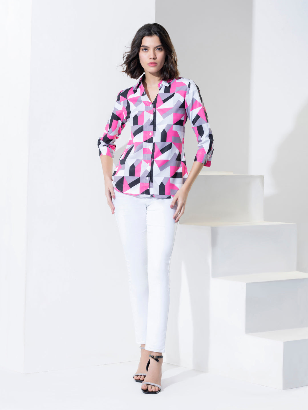 Fashion Geometric Print Casual Shirt