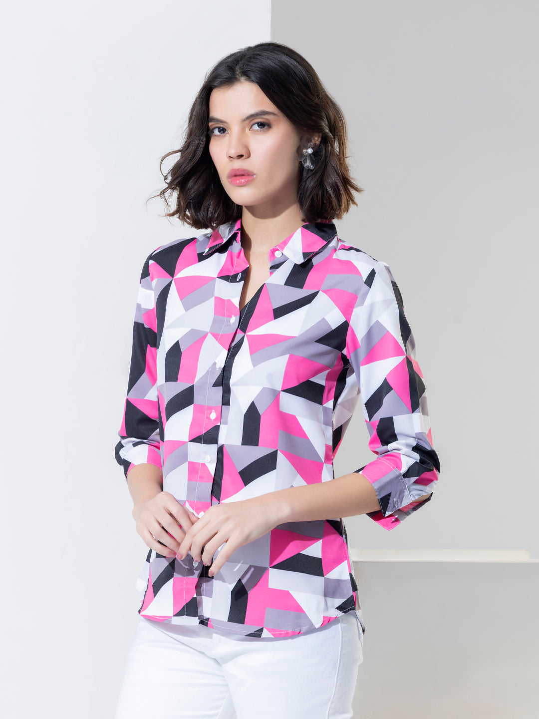 Fashion Geometric Print Casual Shirt