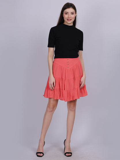 Rayon Wrinkle Short Fashion Skirt