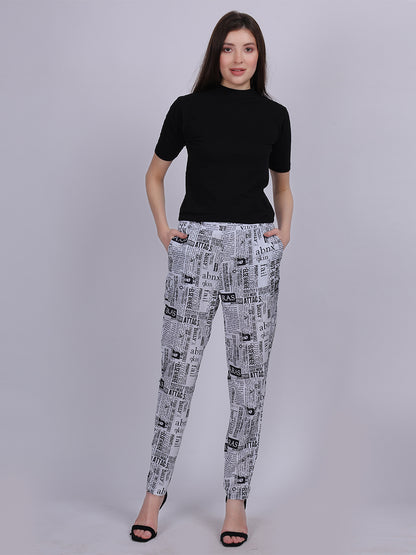 Paper Print Narrow Fit Printed Trouser Pants