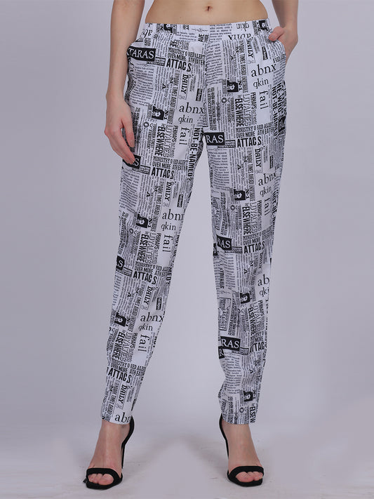 Paper Print Narrow Fit Printed Trouser Pants