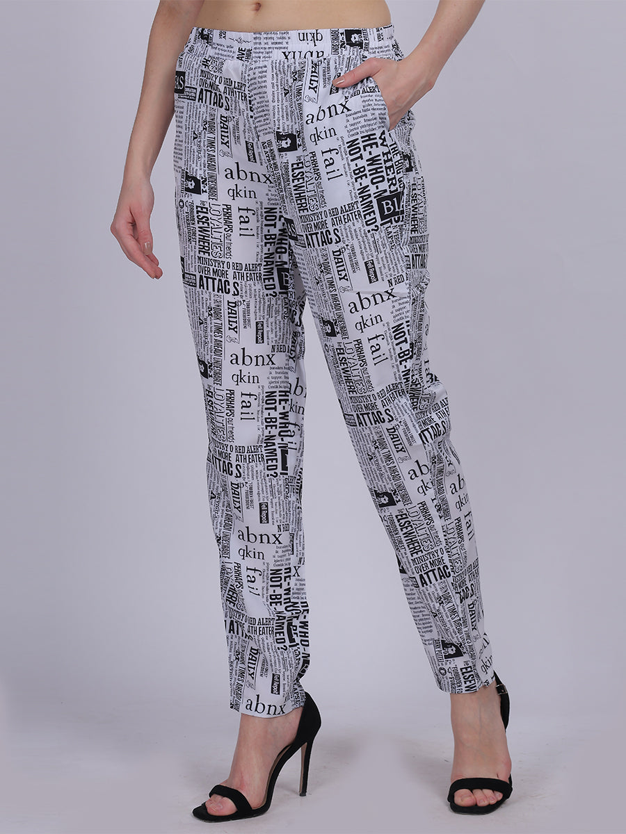 Paper Print Narrow Fit Printed Trouser Pants