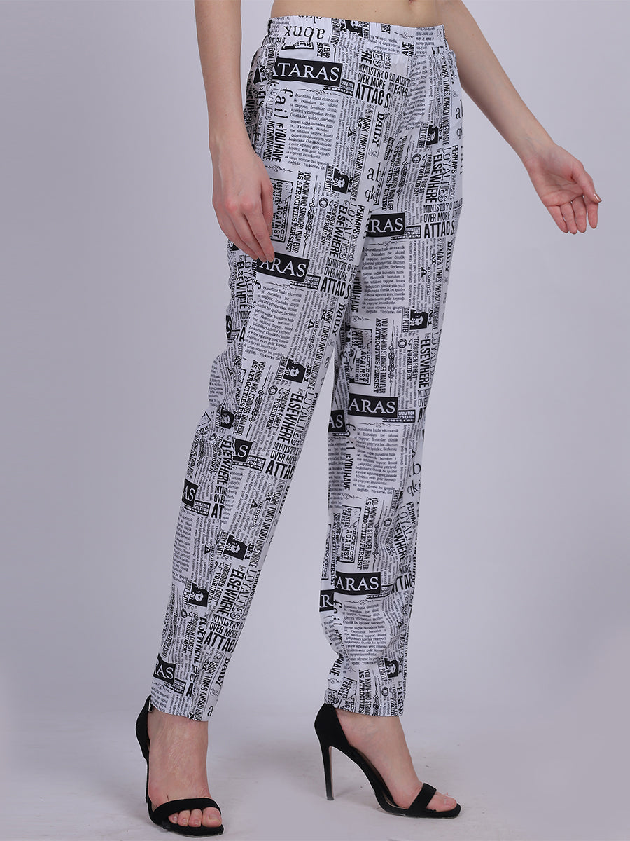 Paper Print Narrow Fit Printed Trouser Pants