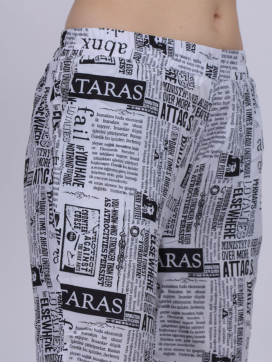 Paper Print Narrow Fit Printed Trouser Pants