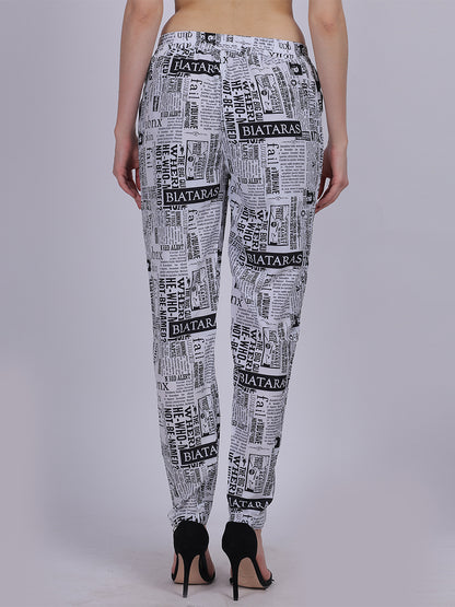 Paper Print Narrow Fit Printed Trouser Pants