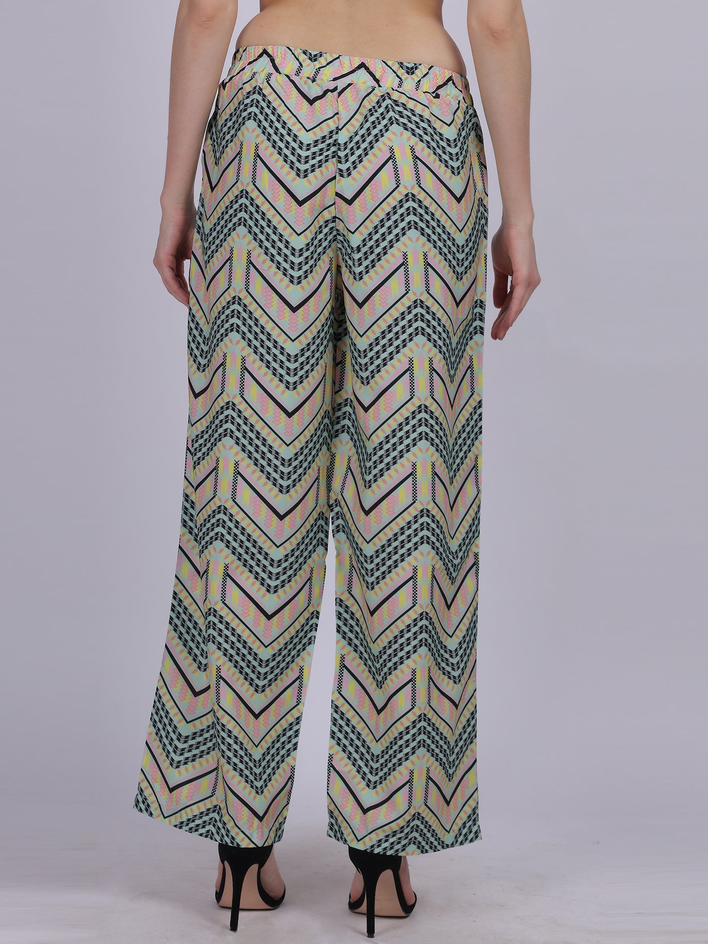 Green Straight Fit Printed Palazzo Fashion Pants