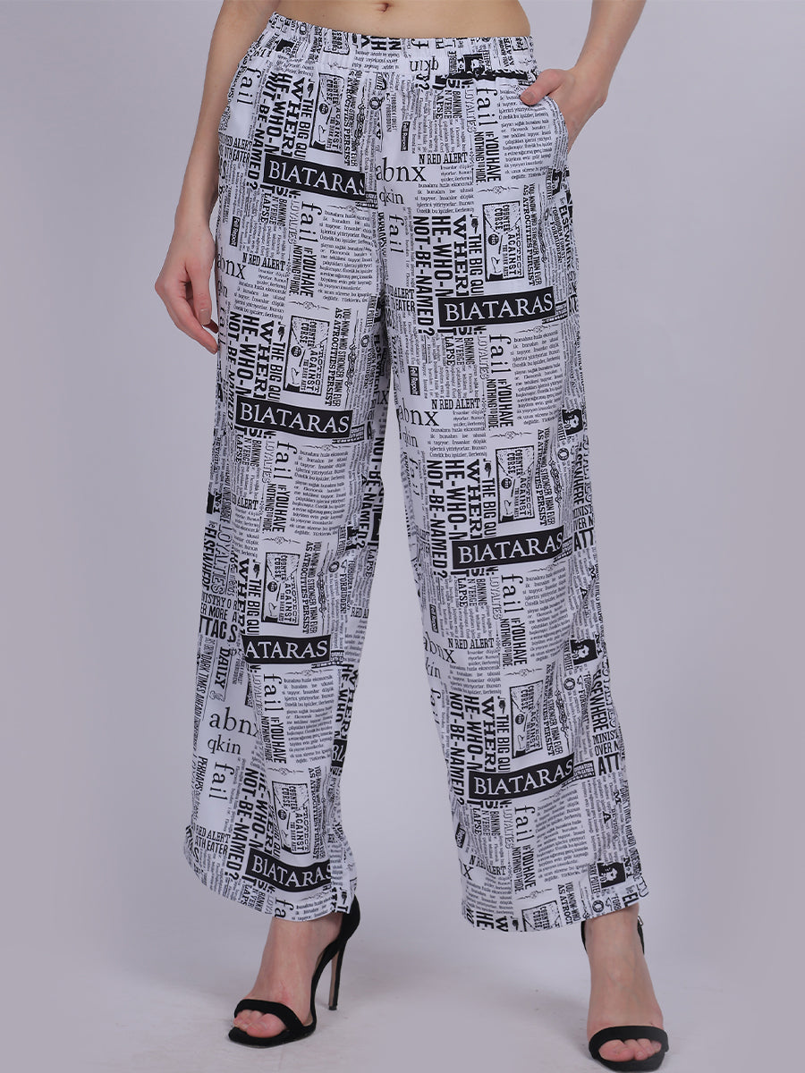 Paper Print Straight Fit Printed Palazzo Fashion Pants