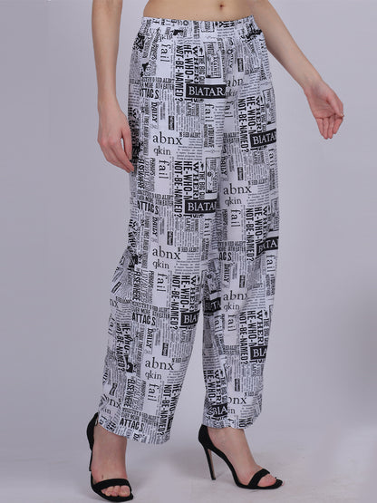 Paper Print Straight Fit Printed Palazzo Fashion Pants