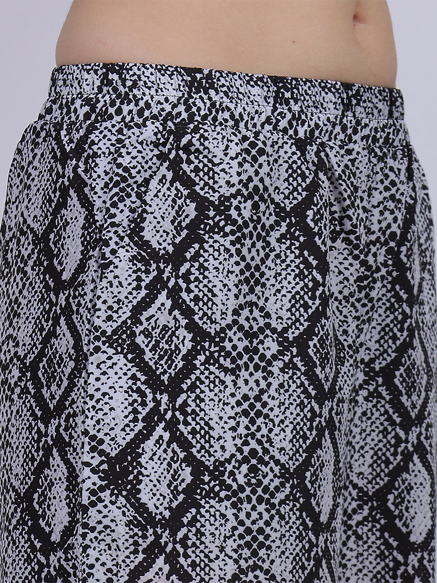 Black Snake Straight Fit Printed Palazzo Fashion Pants