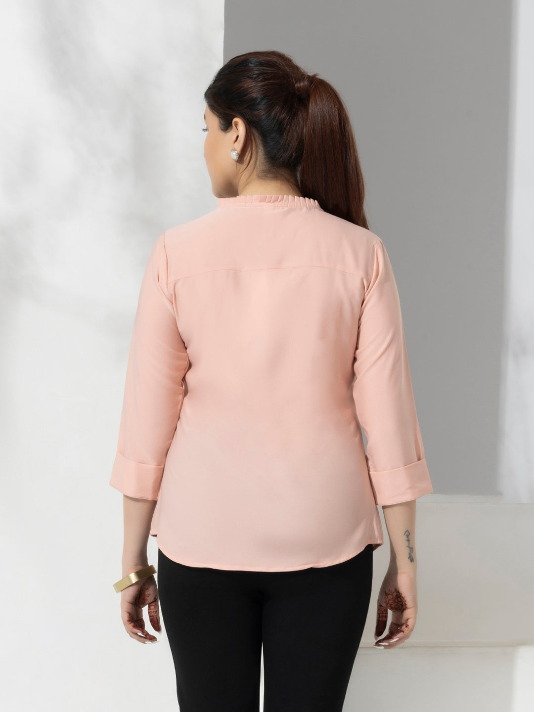 Pink Solid Fancy Fashion Top With Lace