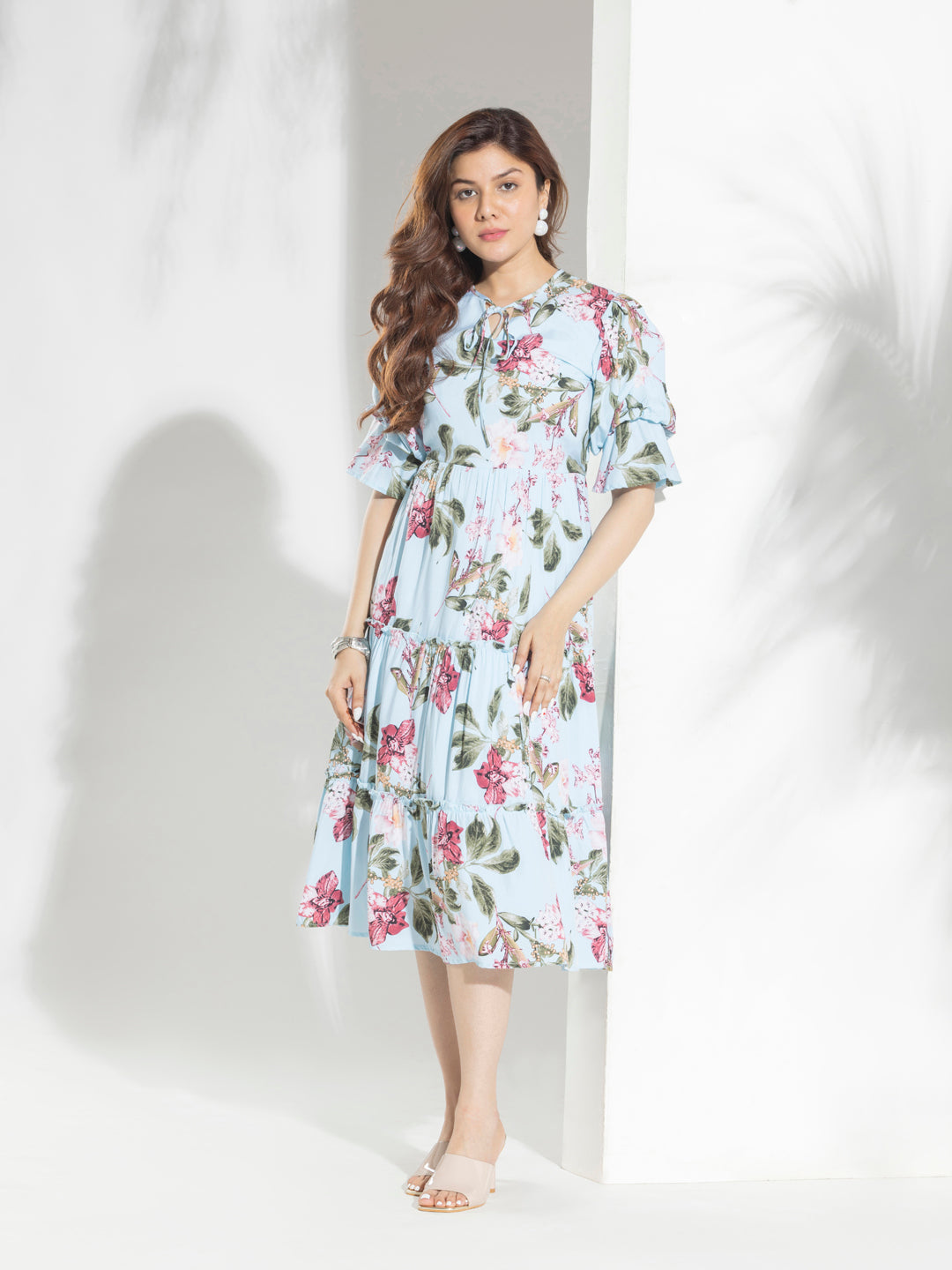 Fashion Floral Print Layered Dress