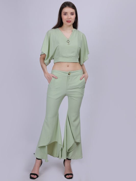 Green Fashion Co-ord-Set With Designer Pants