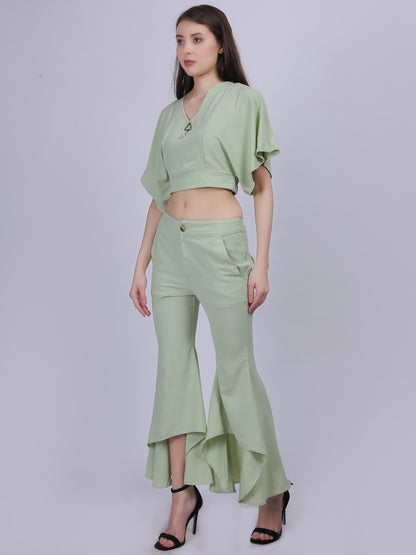 Green Fashion Co-ord-Set With Designer Pants