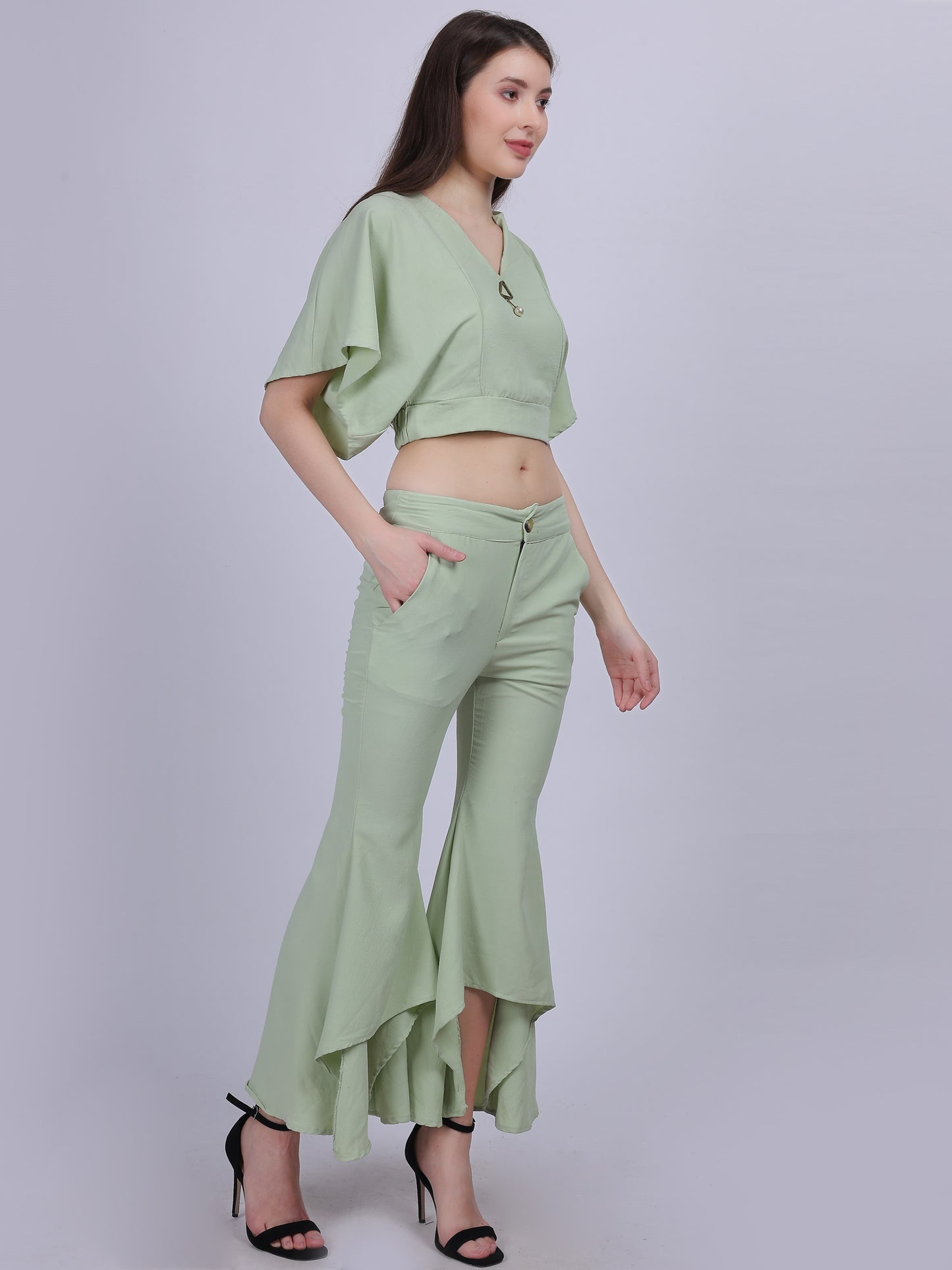 Green Fashion Co-ord-Set With Designer Pants