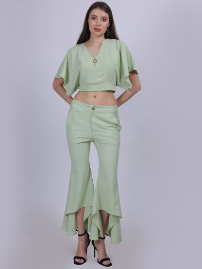 Green Fashion Co-ord-Set With Designer Pants